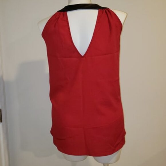 Dots Red cowl neck tank top with pleather straps - Picture 2 of 5